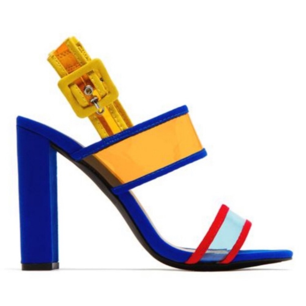 Color-block Vegan Chunky heels